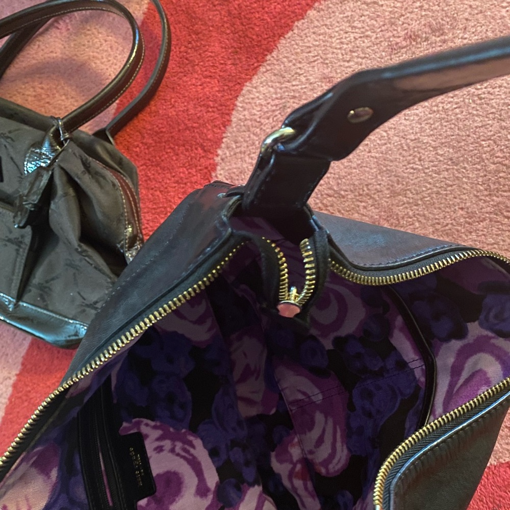 Kate Spade Black and Purple Floral Shoulder Bag